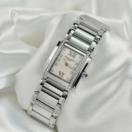 Đồng Hồ Patek Philippe Twenty~4  Ladies Grey Roman  Diamond Set Dial  Stainless Steel Quartz 25  x 30mm