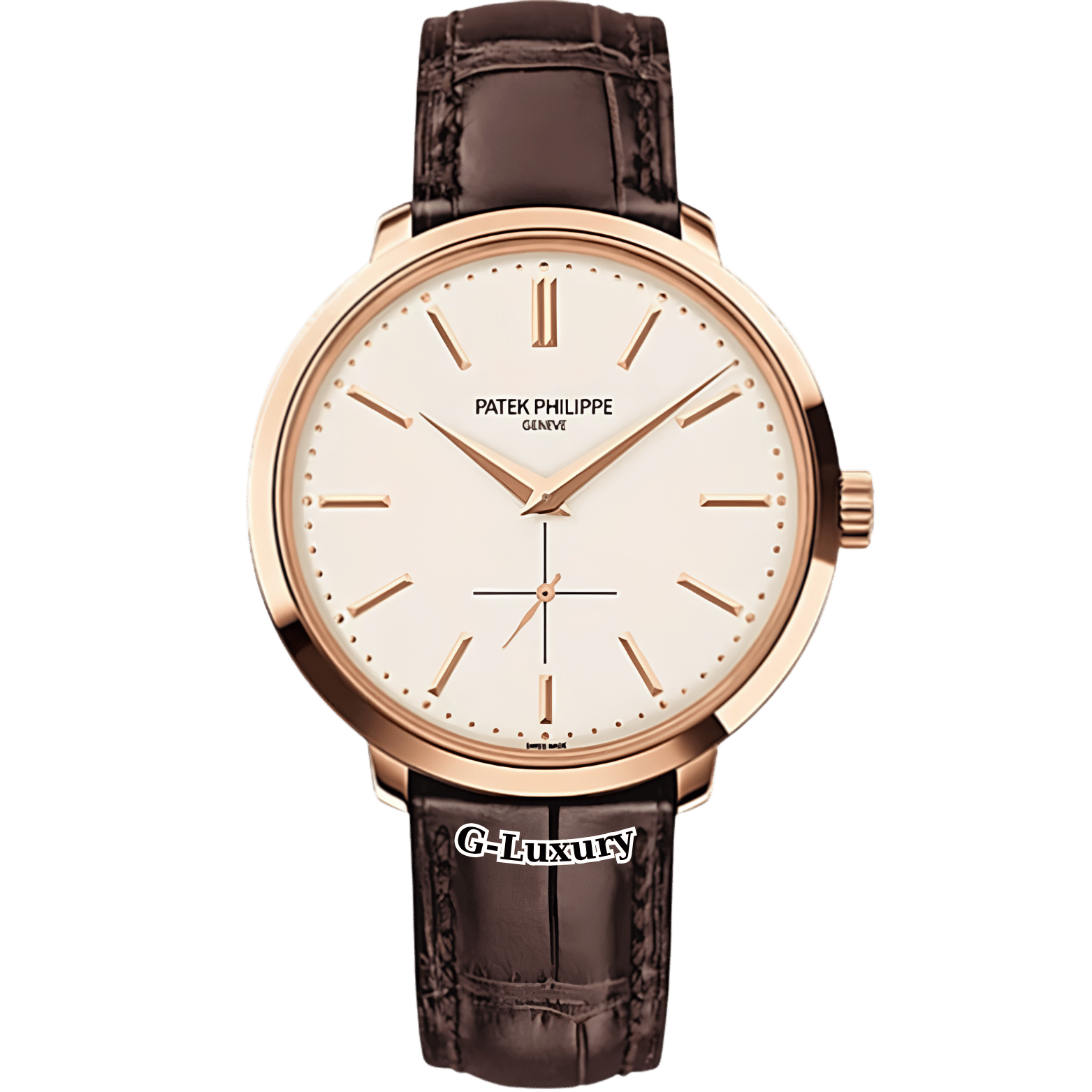 Patek Philippe Calatrava Silver Dial 18k Rose Gold Brown Leather Mens Watch 5123R-001