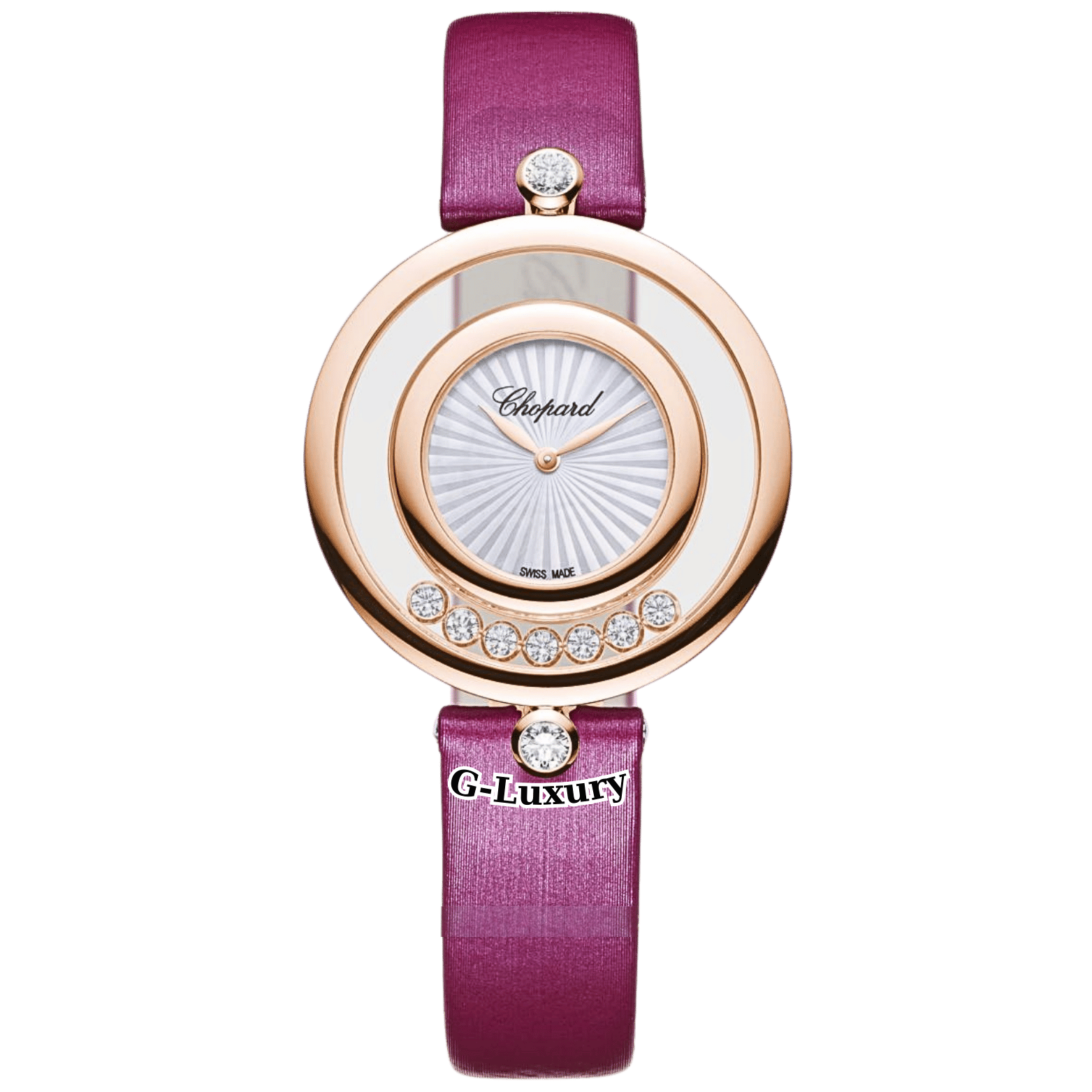 Chopard Happy Diamonds Icons 32mm – Ref. 209426-5001 Rose Gold – Silver Guilloché Dial