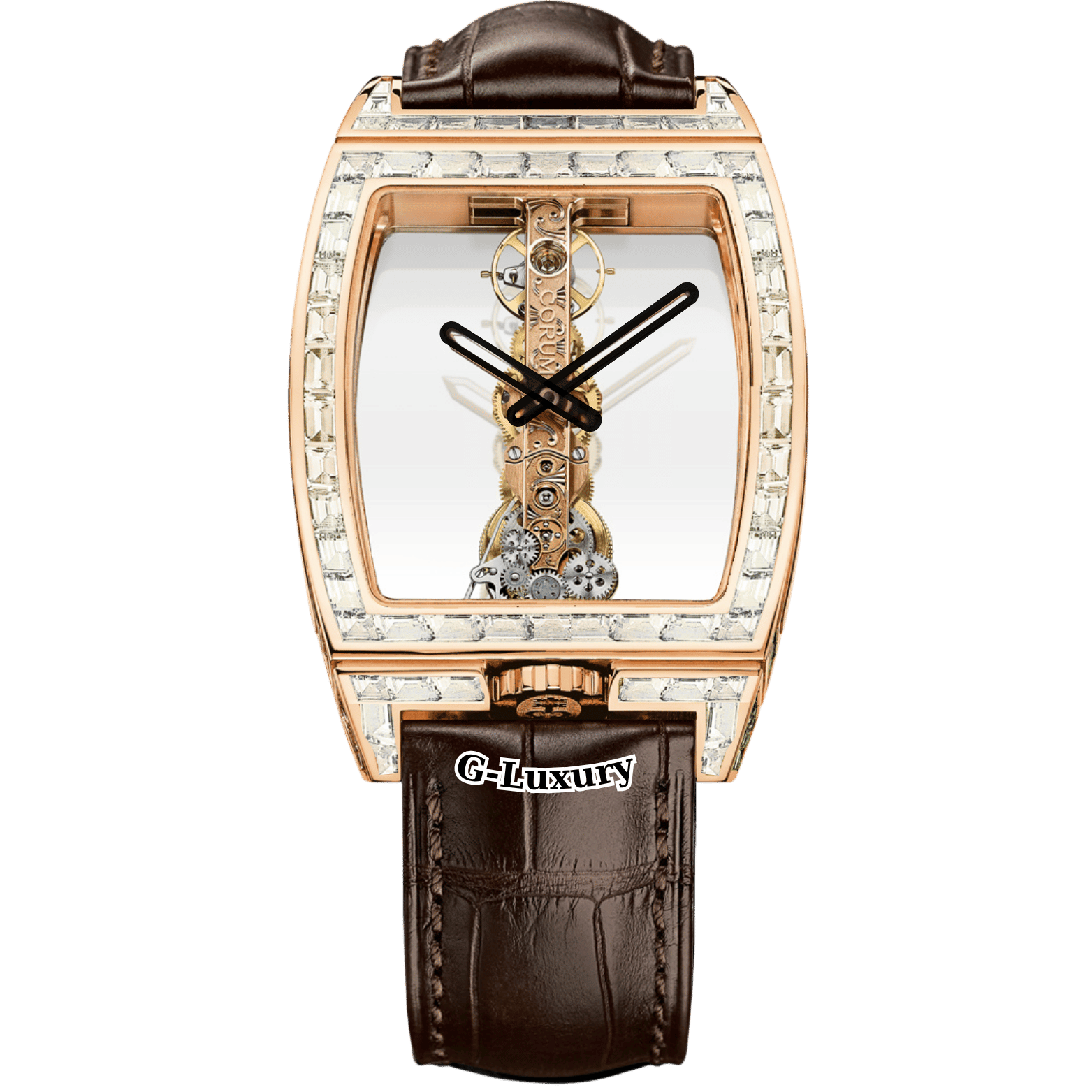 Corum Golden Bridge 43mm Rose Gold Baguette Diamonds Custom – Ref. 113.750.55