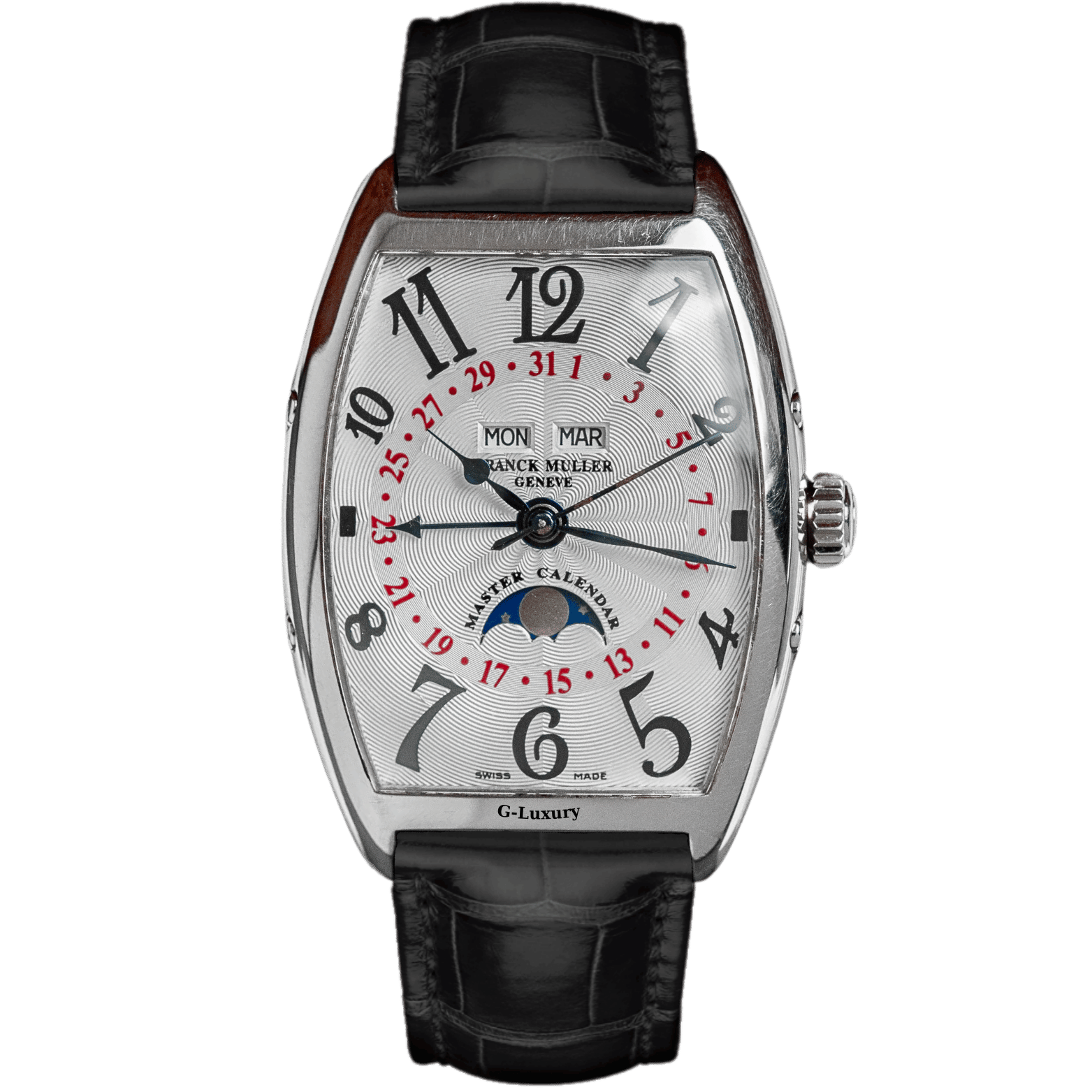 Franck Muller Curvex Master Calendar Moonphase 18k White Gold Ref. 2850 MC L Size 45x32mm