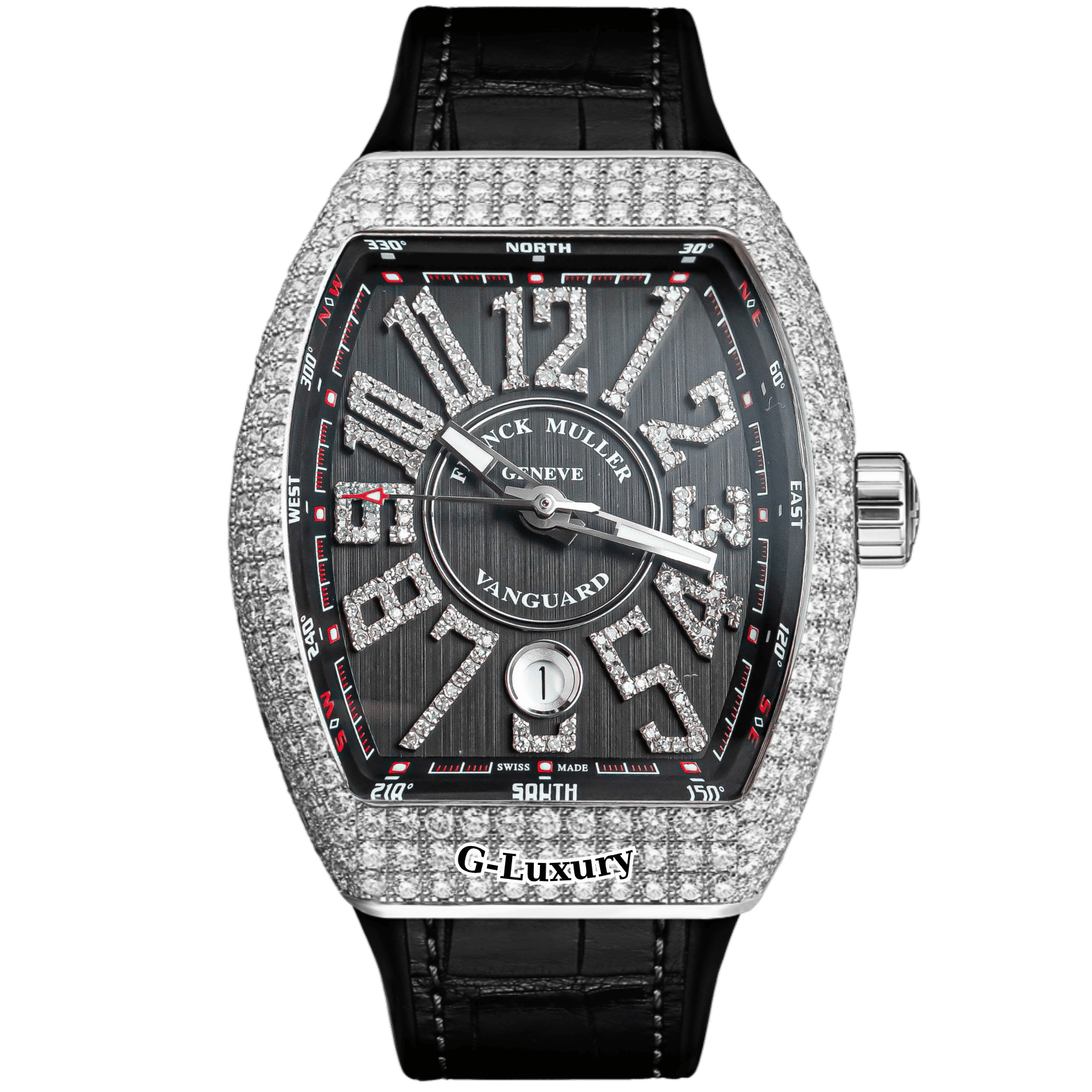 Franck Muller Vanguard V41 Custom Full Diamonds Black Dial