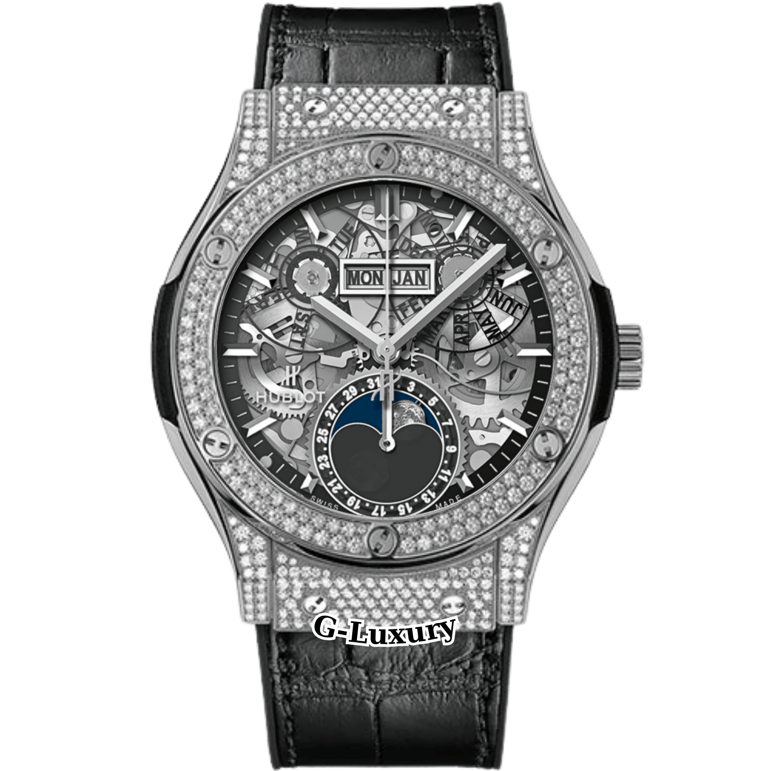 Hublot Classic Fusion Aerofusion Moonphase Titanium Pave Diamonds 42mm 547.NX.0170.LR.1704
