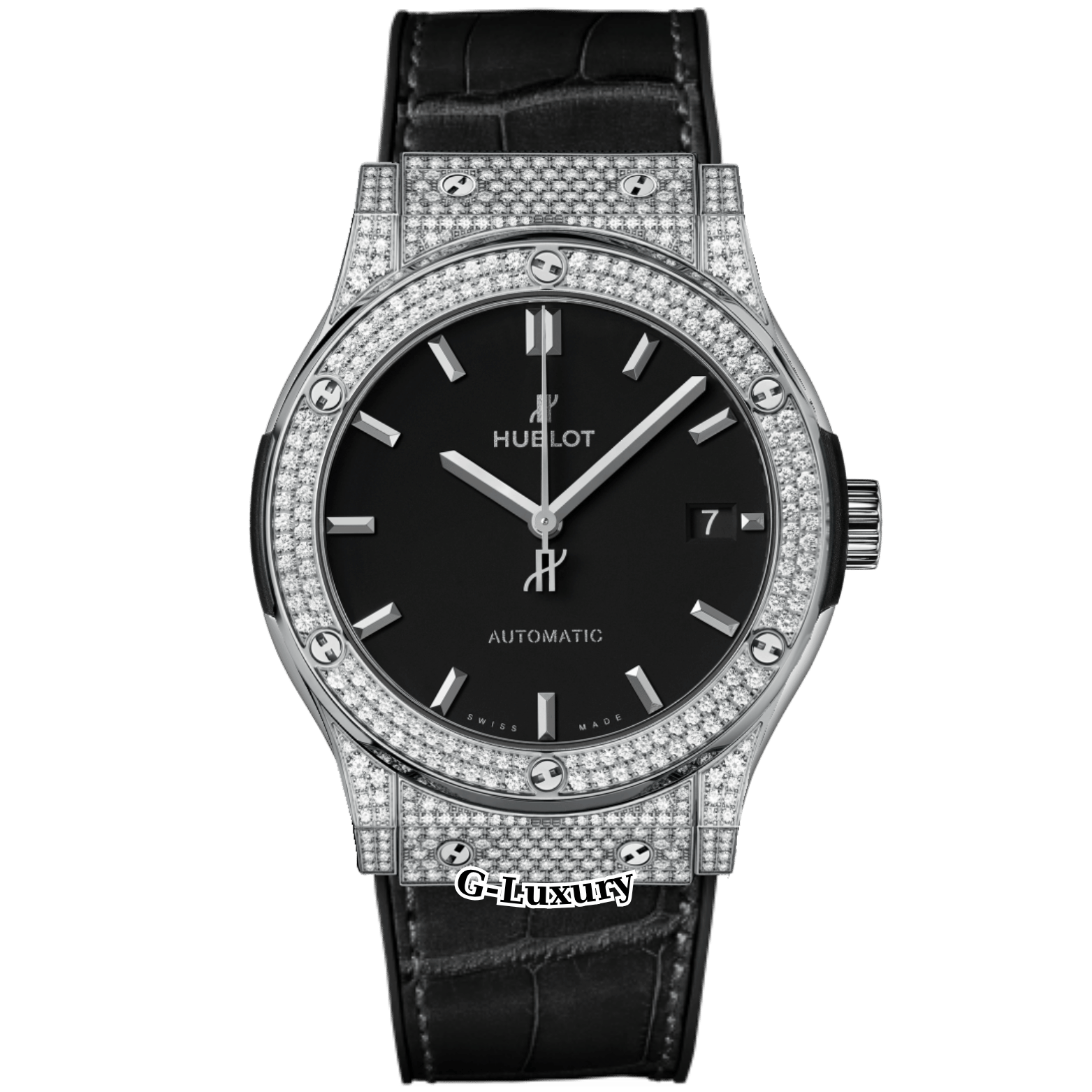 Hublot Classic Fusion Titanium 42mm Ref. 542.NX.1171.LR Custom Full Pave Diamonds