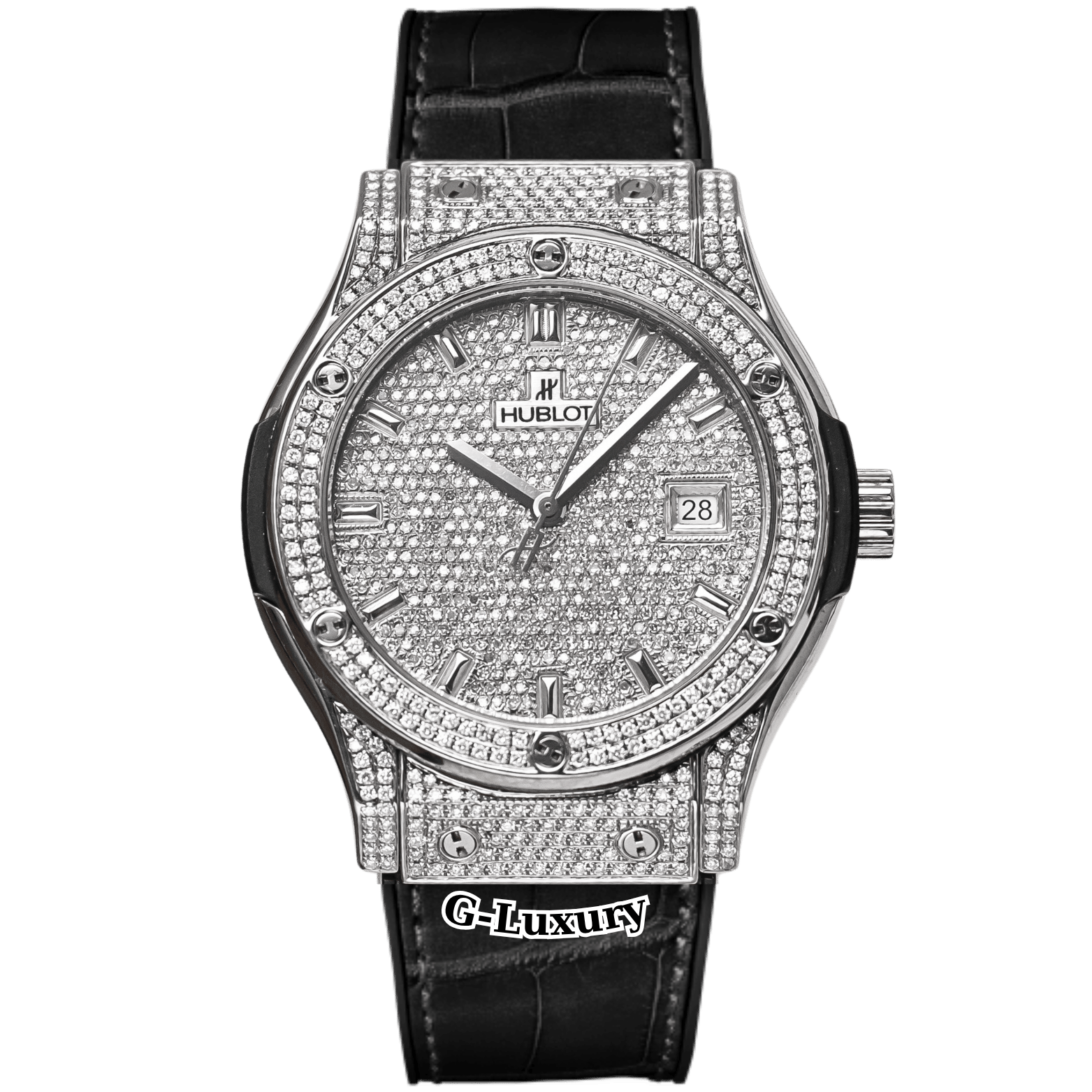 Hublot Classic Fusion Titanium 42mm Ref. 542.NX.2611.LR Custom Full Diamonds Pave
