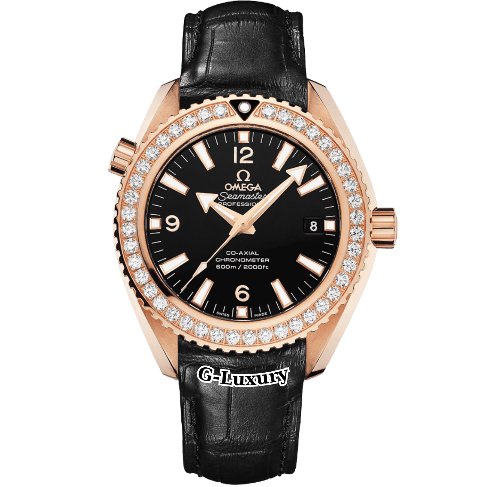 Omega Seamaster Planet Ocean 600M Co-Axial 42mm Ref 232.58.42.21.01.001– Red Gold / Diamond / Alligator