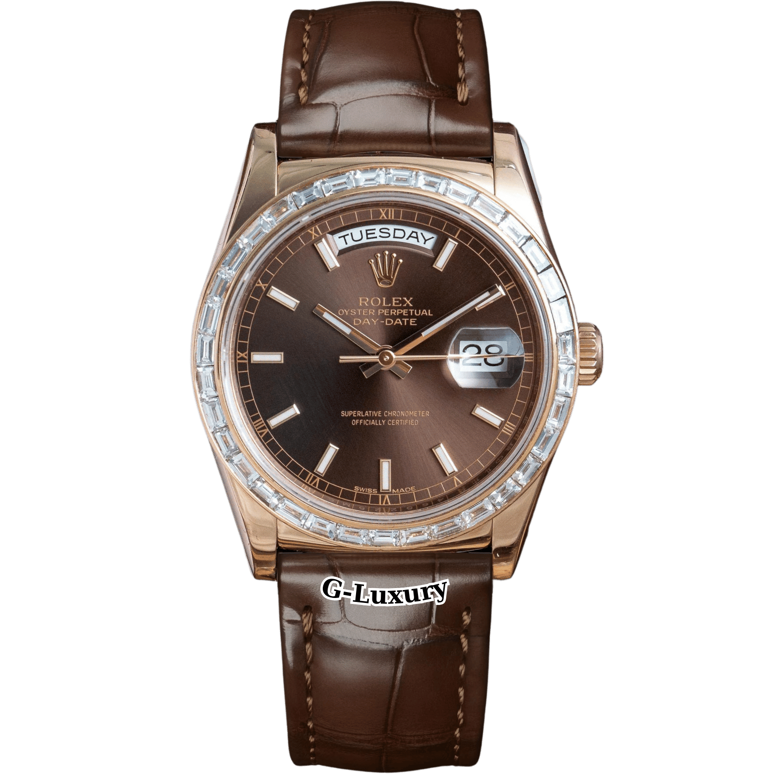 Rolex Oyster Perpetual Day-Date 36 Ref. 118135 Chocolate Diamond Baguette