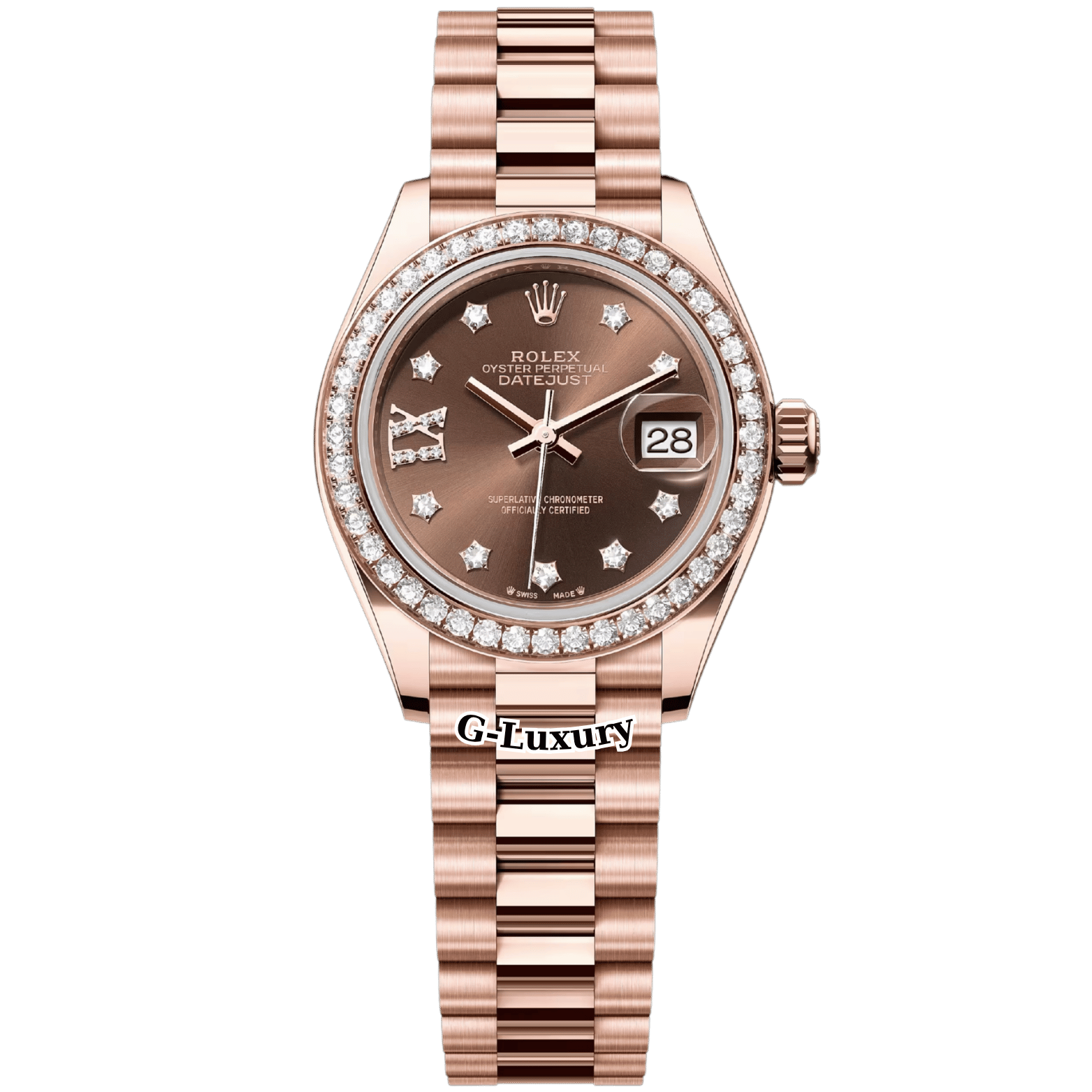 Rolex Oyster Perpetual Lady-Datejust Chocolate Dial Diamond Bezel 28mm – Ref. 279135RBR