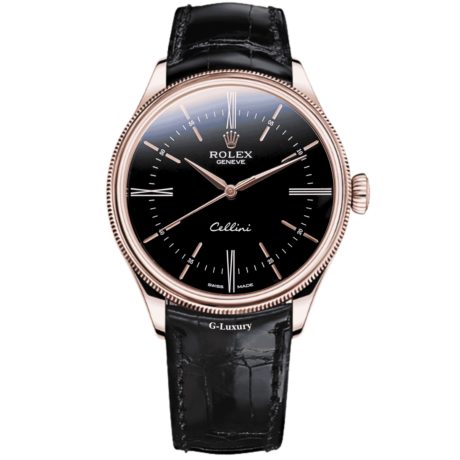 Rolex Cellini Time 39mm Rose Gold Black Dial 50505