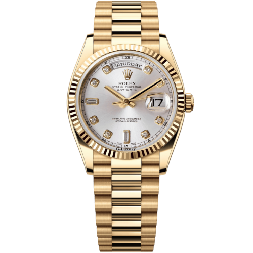 Rolex Oyster Perpetual Day-Date 36mm 118238 Silver Diamond Dial