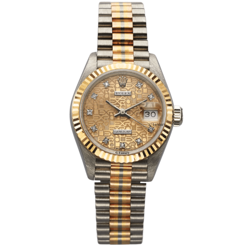 Rolex Lady-DateJust 26mm 69179 TRIDOR President vi tính vàng cọc số kim cương