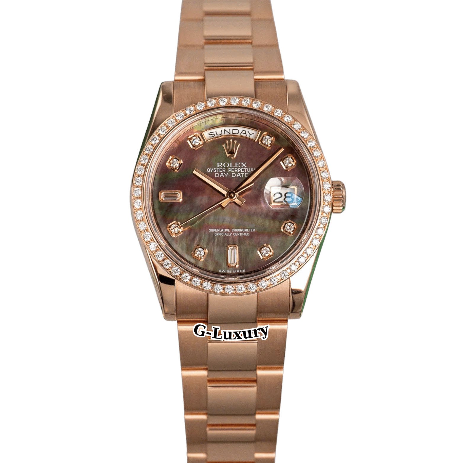 Rolex Oyster Perpetual Day-Date 36mm Ref. 118205 – Everose Gold – MOP Diamond Dial