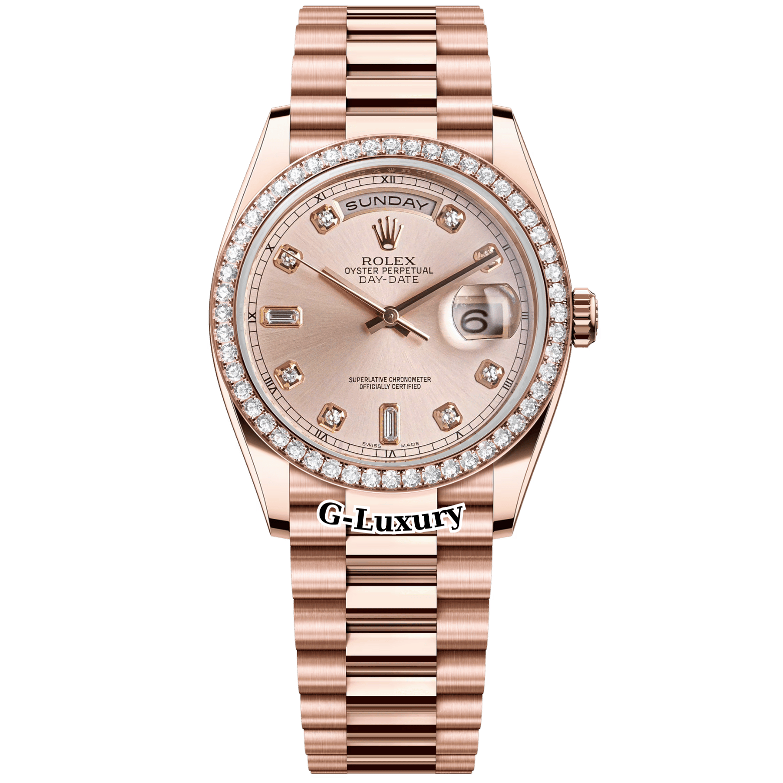 Rolex Oyster Perpetual Day-Date 36mm Ref. 118235 Sundust Dial – Custom Diamond Bezel