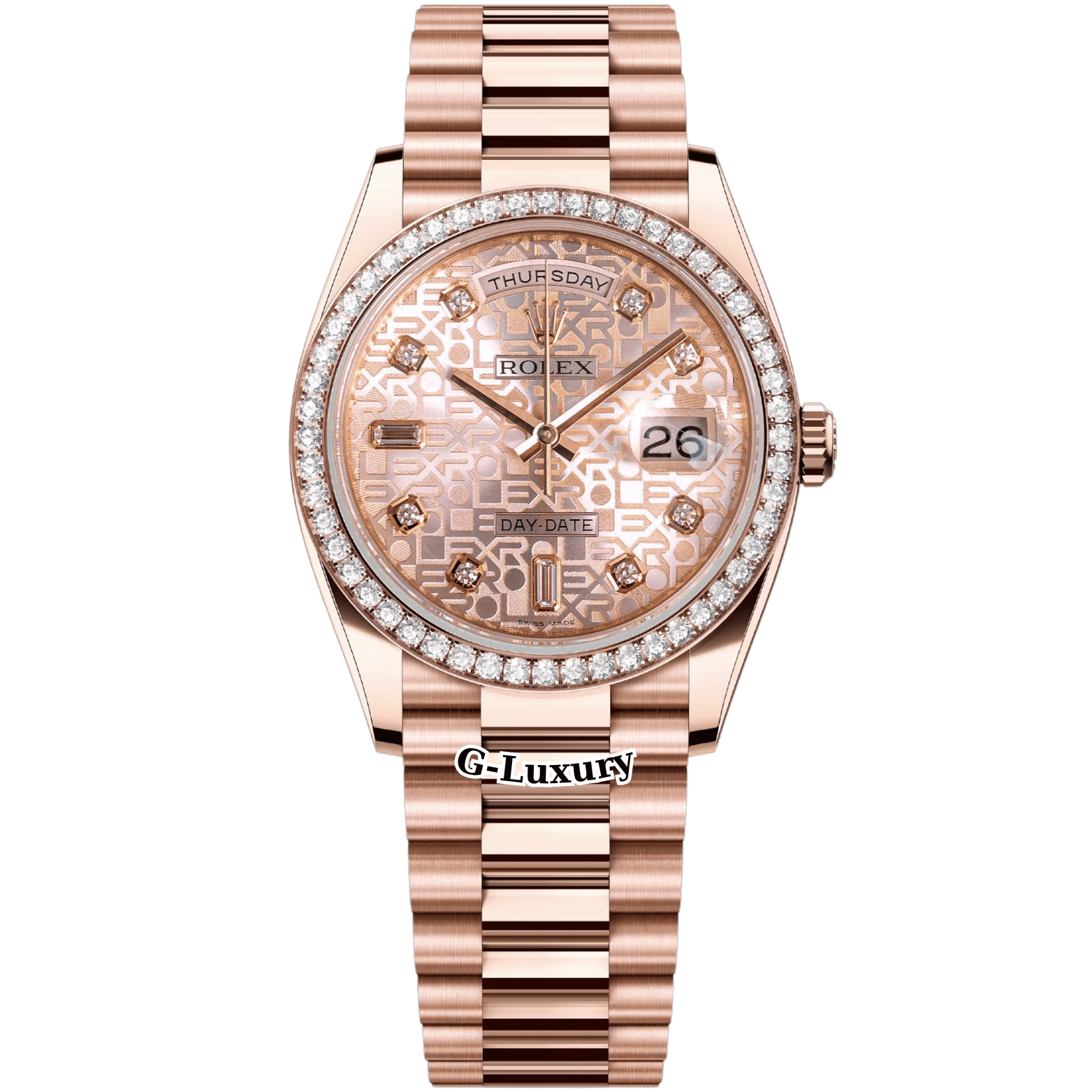 Rolex Oyster Perpetual Day-Date 36mm Ref 118235 Pink Computer Dial Diamond Bezel