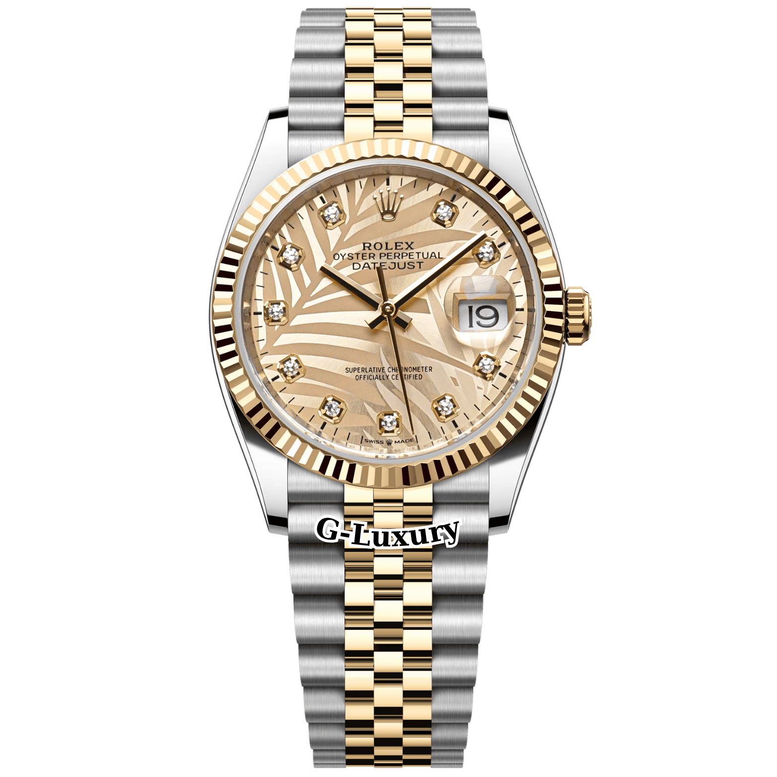 Rolex Oyster Perpetual Datejust 36mm Ref. 126233 Champagne Palm Motif Dial