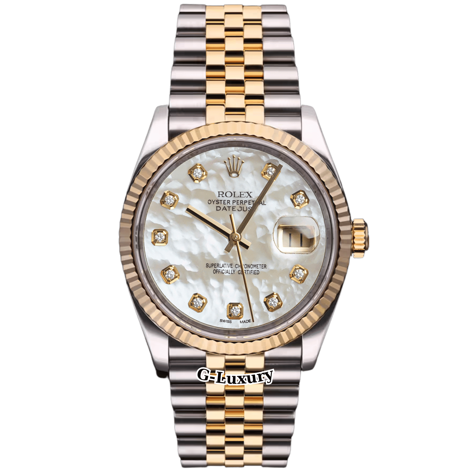 Rolex Oyster Perpetual Datejust 36mm Ref. 16233 – Mặt khảm trai trắng vân mây