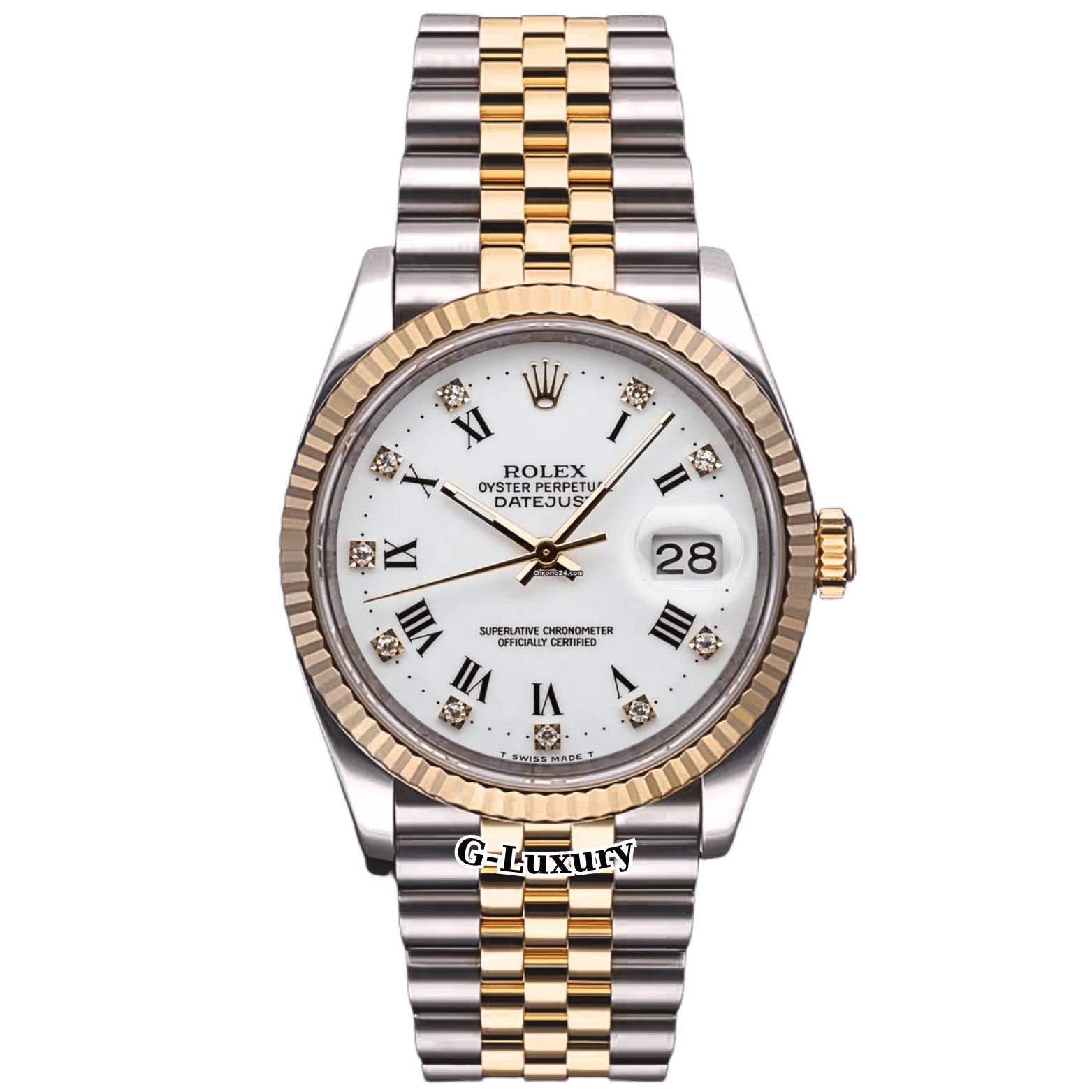 Rolex Oyster Perpetual Datejust 36mm Ref. 16233 – White Roman Diamond Dial