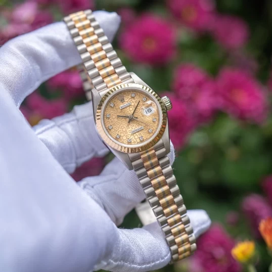 Rolex Lady-DateJust 26mm 69179 TRIDOR President vi tính vàng cọc số kim cương