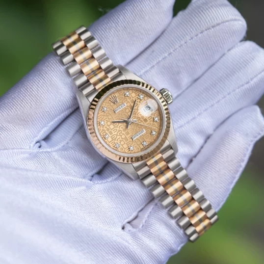 Rolex Lady-DateJust 26mm 69179 TRIDOR President vi tính vàng cọc số kim cương