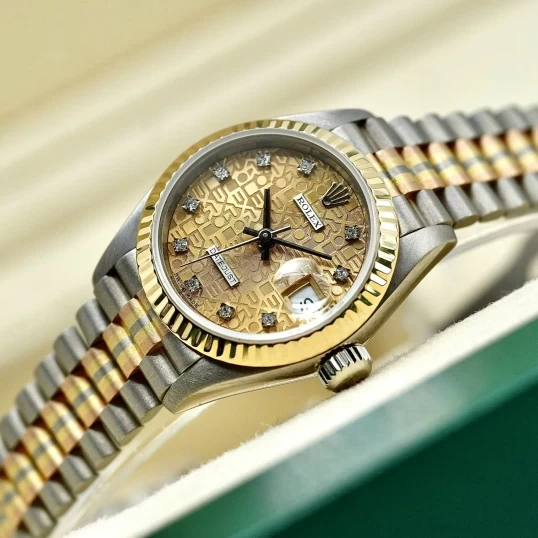 Rolex Lady-DateJust 26mm 69179 TRIDOR President vi tính vàng cọc số kim cương