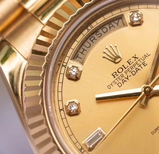 Rolex Oyster Perpetual Day-Date II 218238 41mm 18k Gold Champagne Diamond Dial Presidential