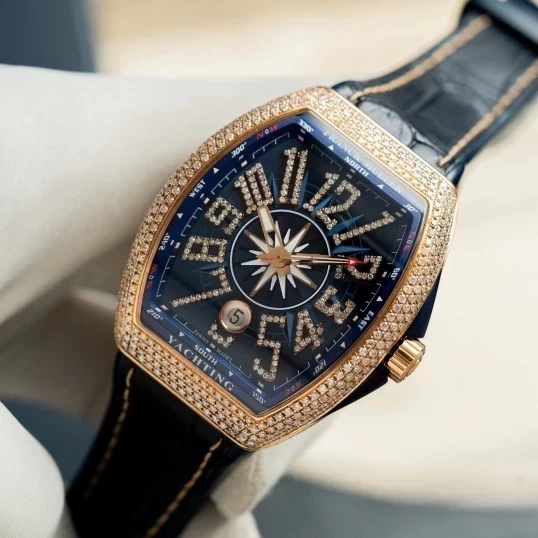 Franck Muller Yachting V41 SC DT 18K Rose Gold Full Diamonds