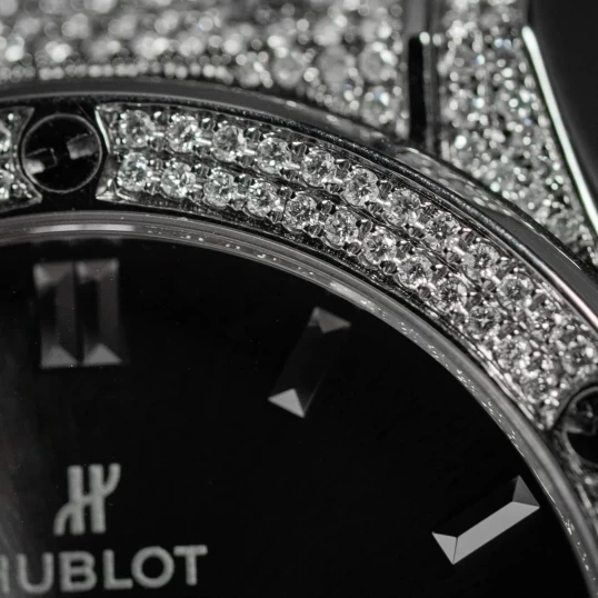 Hublot Classic Fusion Grey Titanium Pave Diamond 42mm 542.NX.7071.LR