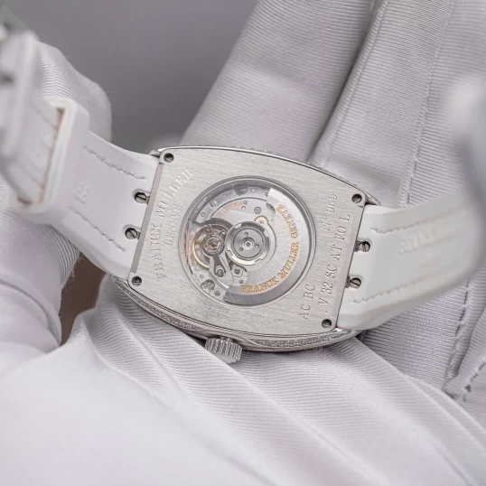 Franck Muller Vanguard V32 Moonphase White Dial Customs Full Pave Diamonds