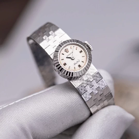 Rolex 18K White Gold Orchid "Linen dial"