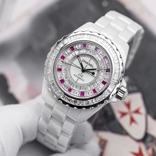 Chanel J12 White Ceramic Automatic Custom Bezel Diamonds 39mm