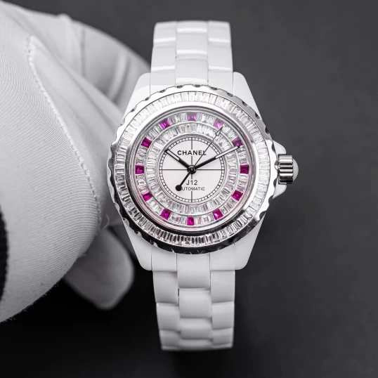 Chanel J12 White Ceramic Automatic Custom Bezel Diamonds 39mm