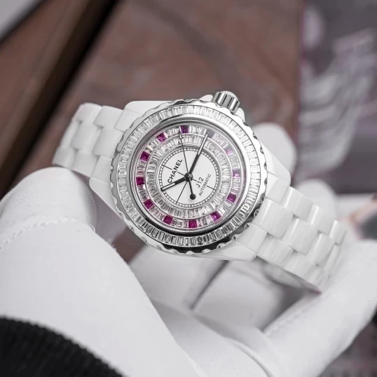 Chanel J12 White Ceramic Automatic Custom Bezel Diamonds 39mm