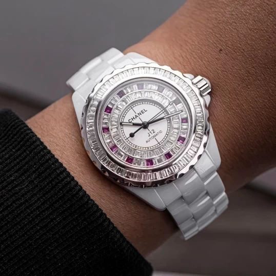 Chanel J12 White Ceramic Automatic Custom Bezel Diamonds 39mm
