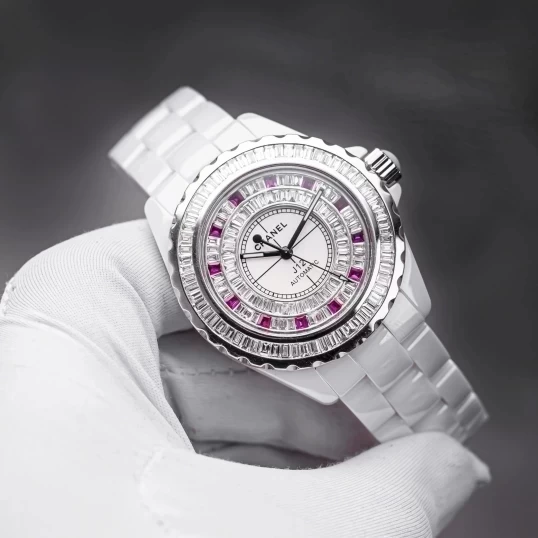 Chanel J12 White Ceramic Automatic Custom Bezel Diamonds 39mm