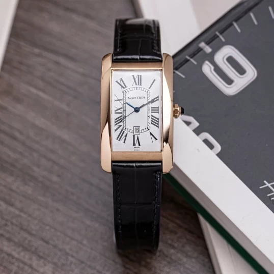 Cartier Tank Americaine Large 18k Rose Gold Automatic 27x45mm W2620030