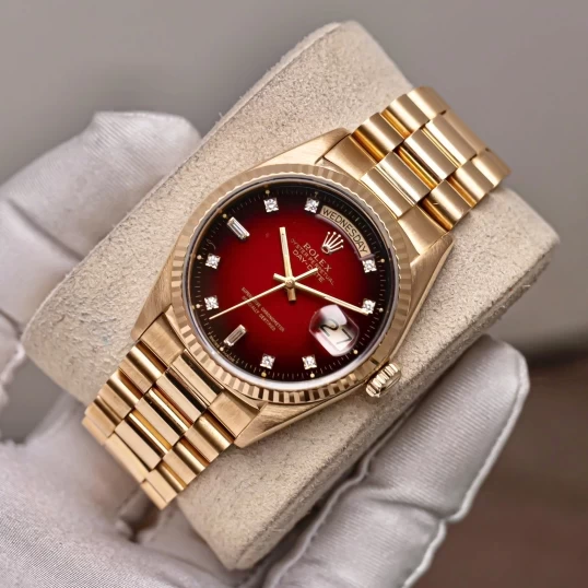 Rolex Oyster Perpetual Day-Date 36mm 18K Yellow Gold 18038 Red Ombre Dial