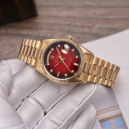 Rolex Oyster Perpetual Day-Date 36mm 18K Yellow Gold 18038 Red Ombre Dial