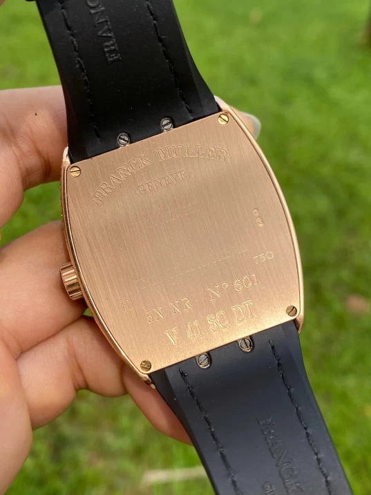 Franck Muller Yachting V41 SC DT 18K Rose Gold Custom Full Diamonds Black Dial