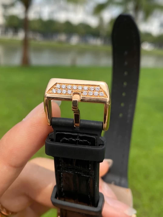 Franck Muller Yachting V41 SC DT 18K Rose Gold Custom Full Diamonds Black Dial
