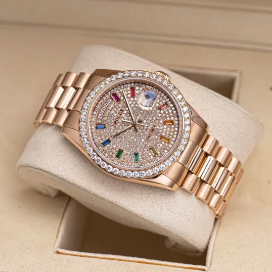 Rolex Oyster Perpetual Day-Date 36mm 118235 Custom Diamonds Dial