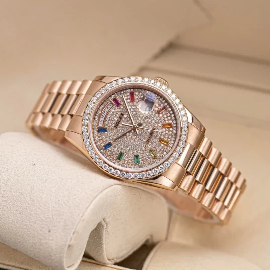 Rolex Oyster Perpetual Day-Date 36mm 118235 Custom Diamonds Dial