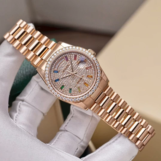 Rolex Oyster Perpetual Day-Date 36mm 118235 Custom Diamonds Dial