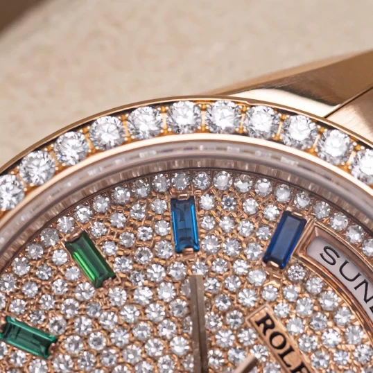 Rolex Oyster Perpetual Day-Date 36mm 118235 Custom Diamonds Dial