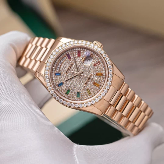 Rolex Oyster Perpetual Day-Date 36mm 118235 Custom Diamonds Dial