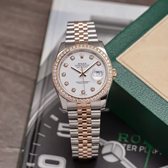 Rolex Oyster Perpetual Datejust 36mm 116231 Mặt số men trắng, Diamond Bezel