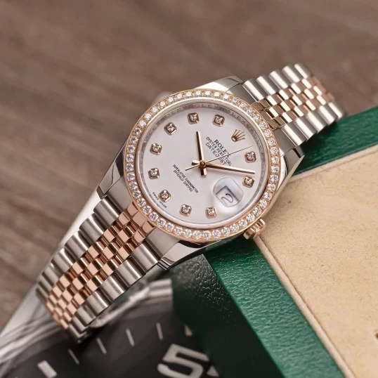 Rolex Oyster Perpetual Datejust 36mm 116231  Mặt số men trắng, Diamond Bezel