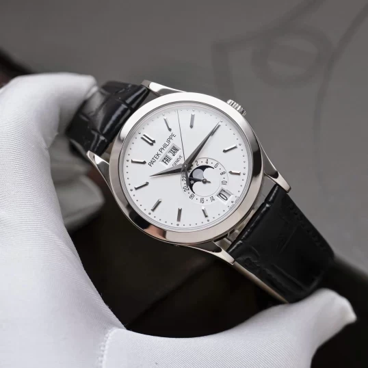 Patek Philippe Complications 38.5mm 5396G-011 Annual Calendar Moon Phases White Gold