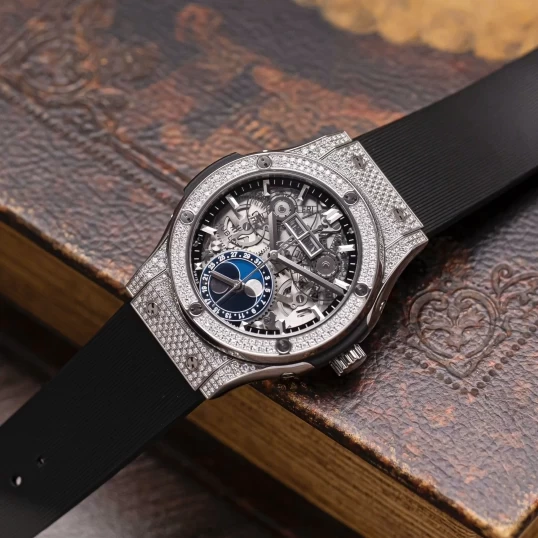 Hublot Classic Fusion Aerofusion Moonphase Titanium Pave Diamonds 42mm 547.NX.0170.LR.1704