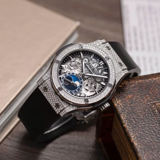Hublot Classic Fusion Aerofusion Moonphase Titanium Pave Diamonds 42mm 547.NX.0170.LR.1704
