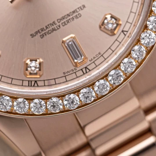 Rolex Oyster Perpetual Day-Date 36mm Ref. 118235 Sundust Dial – Custom Diamond Bezel